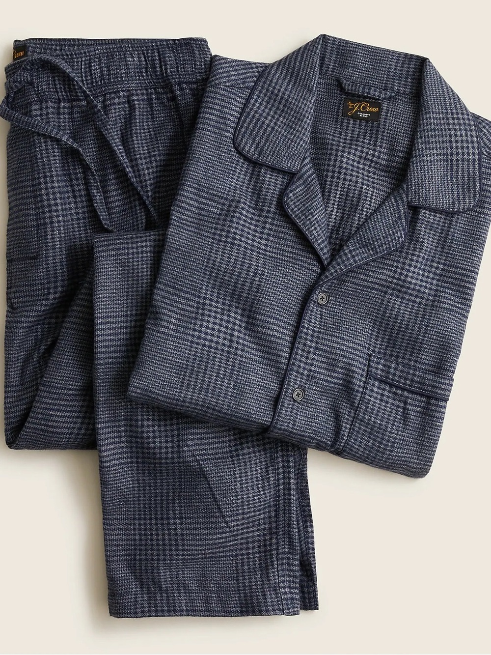 J. Crew Cotton-Cashmere Men's Lounge Set sz S Pyjamas Navy Grey Plaid Checkered